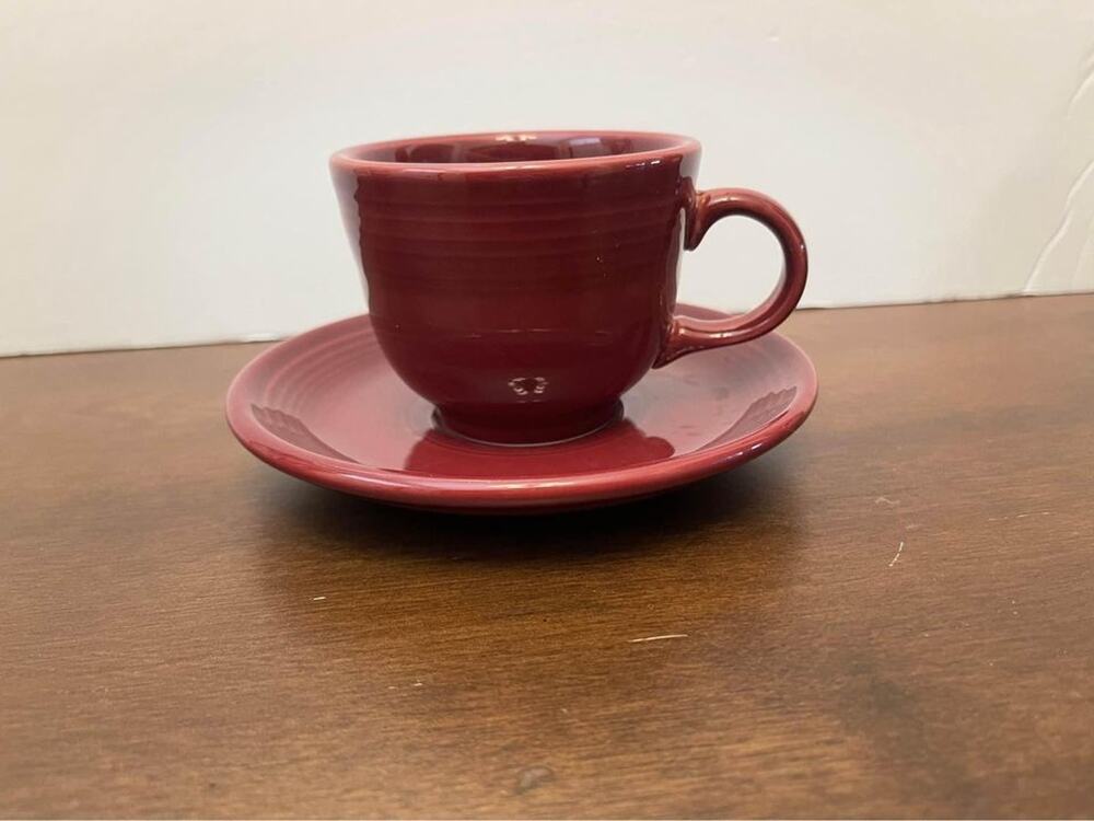 Fiesta Ware cinnabar teacup and saucer